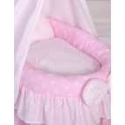 Wicker cribs for doll with drape