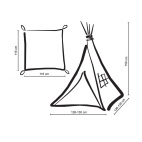 Palapinės vaikams TEEPEE pilka matmenys