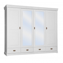 Medinė spinta 4-rių durų su veidrodžiu KTOSC balta