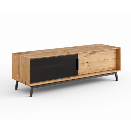 Oak TV unit with glass doors Loft