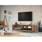 Oak TV cabinet with glass drawer Loft