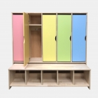 Cupboard for cloakroom with a pulling out bench